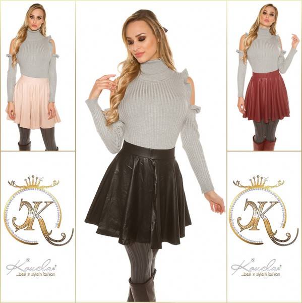 Koucla Sexy Lederlook Faltenminirock Mit Zip