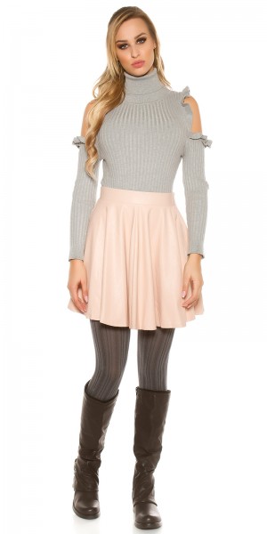 Koucla Sexy Lederlook Faltenminirock Mit Zip