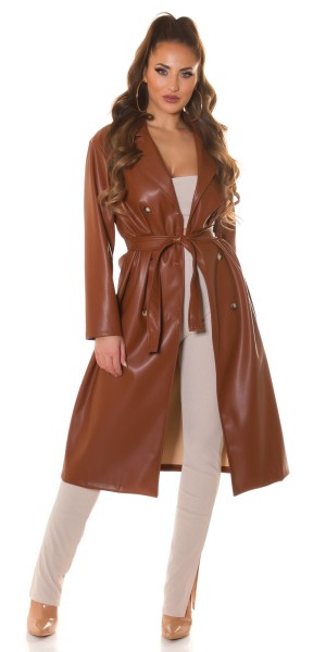 Koucla Sexy Lederlook Mantel Mit Gürtel