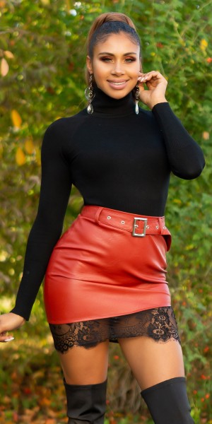 Koucla Sexy Lederlook Rock mit Spitze