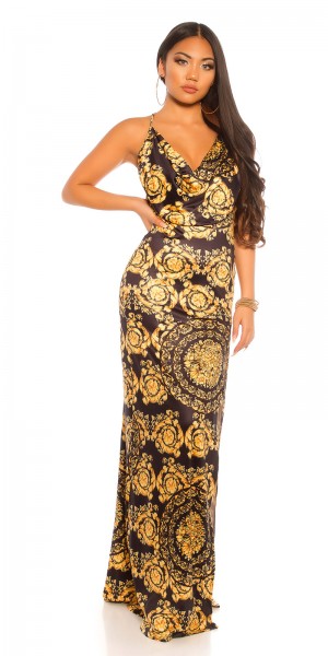 Koucla Sexy Maxi Neck Kleid Mit Print