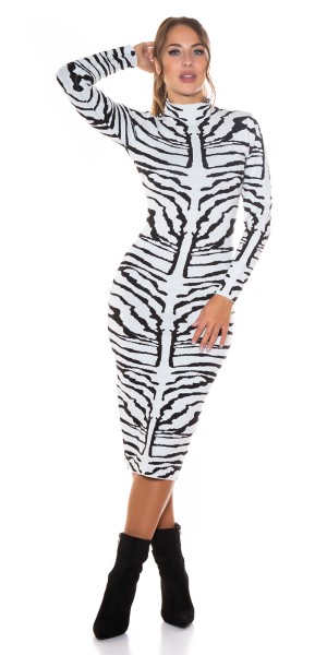 Koucla Sexy Midi Strickkleid Mit Stehkragen