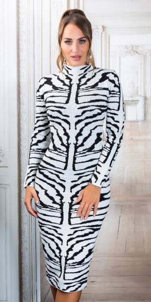 Koucla Sexy Midi Strickkleid mit Stehkragen
