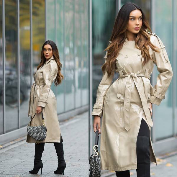 Koucla Sexy Musthave Lederlook Mantel / Trenchcoat