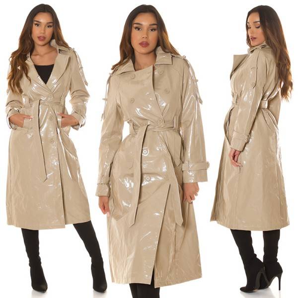 Koucla Sexy Musthave Lederlook Mantel / Trenchcoat