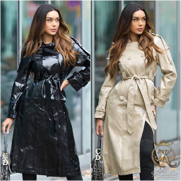 Koucla Sexy Musthave Lederlook Mantel / Trenchcoat