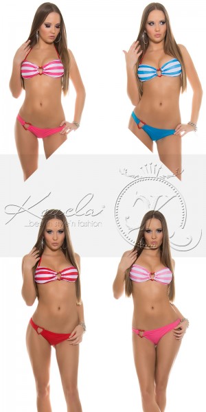 Koucla Sexy Neck-Bikini,gestreift M. Herz-Schnalle