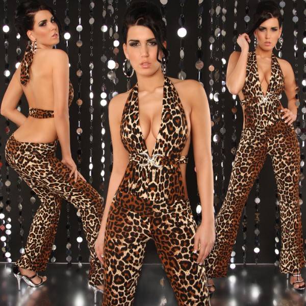 Koucla Sexy Neck-Overall Mit )(-Schnalle + Strass
