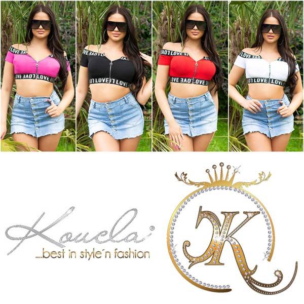 Koucla Sexy Off-Shoulder Crop Top LOVE