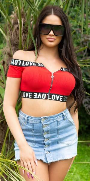 Koucla Sexy Off-Shoulder Crop Top LOVE
