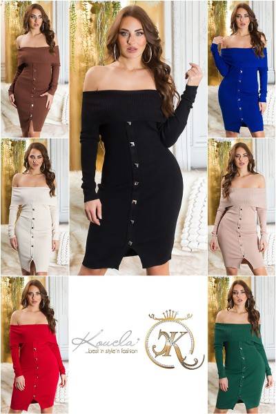Koucla Sexy Off-shoulder Strickkleid Mit Nieten