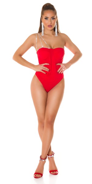 Koucla Sexy One-Shoulder Body Mit Strass
