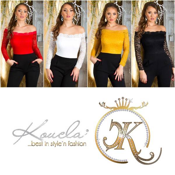 Koucla Sexy Overall Mit Spitze & Carmenausschnitt
