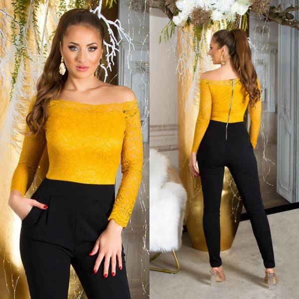 Koucla Sexy Overall mit Spitze & Carmenausschnitt