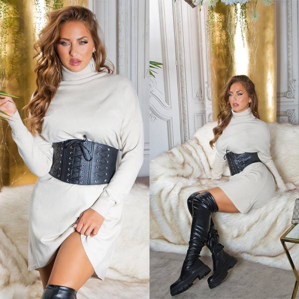 Koucla Sexy Oversize Strickkleid Mit Rollkragen