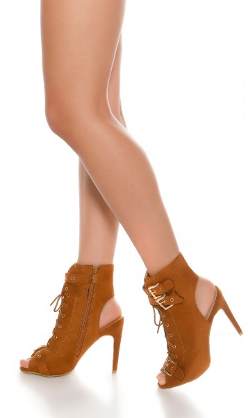 Koucla Sexy Peeptoe Stiefelette Geschnürt