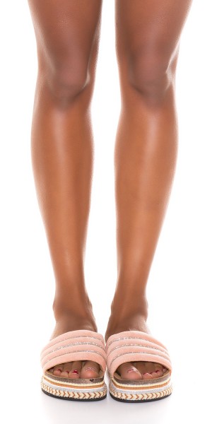 Koucla Sexy Plateau Pantoletten Mit Strass