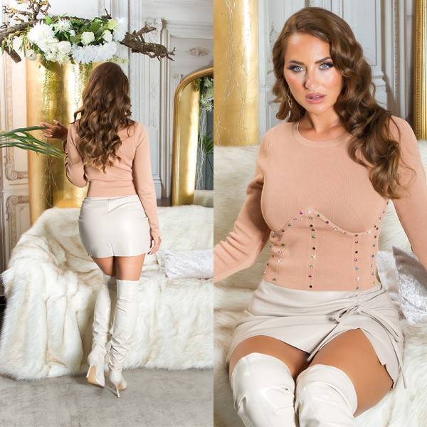 Koucla Sexy Pullover Mit Bunten Glitzernieten