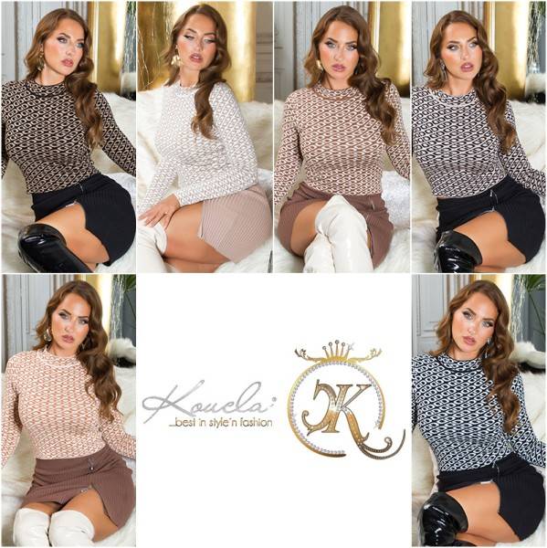 Koucla Sexy Pullover Mit Print Und Turtleneck