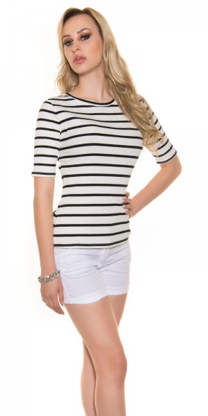 Koucla Sexy Ripp 3/4 Arm Shirt Gestreift