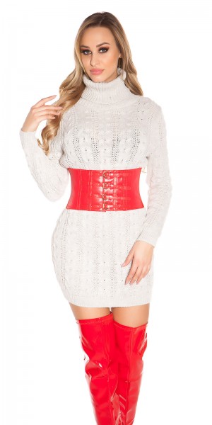 Koucla Sexy Rollkragen Zopfmuster Pulli/Kleid