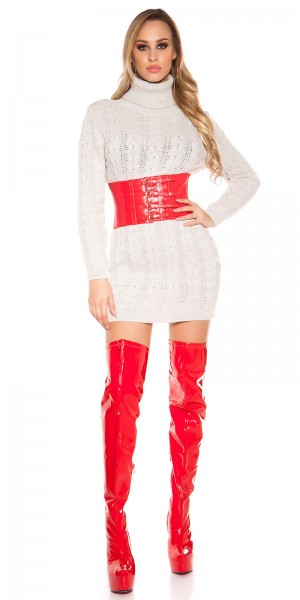 Koucla Sexy Rollkragen Zopfmuster Pulli/Kleid