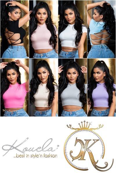 Koucla Sexy Rückenfreies Crop Top Geschnürt