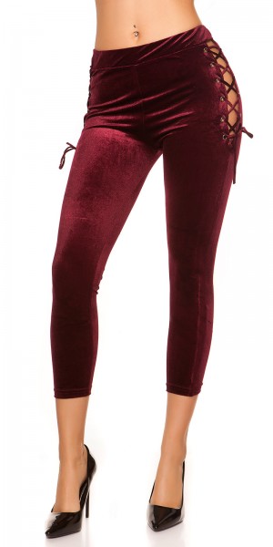 Koucla Sexy Samtlook Leggings Mit Schnürung