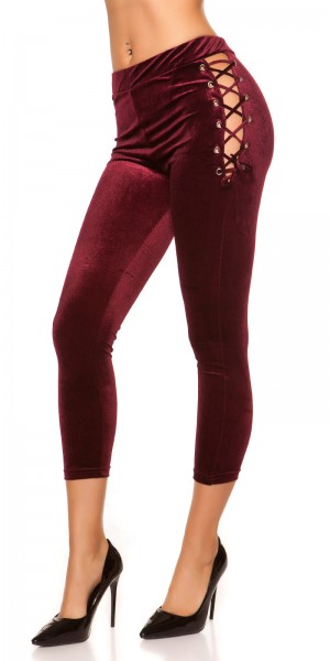 Koucla Sexy Samtlook Leggings mit Schnürung