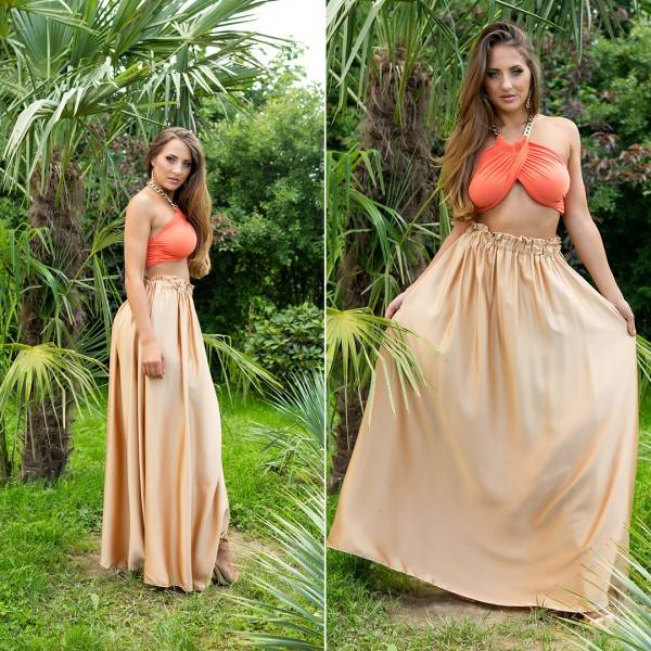 Koucla Sexy Satin-Look Maxi Rock