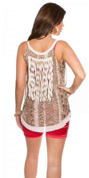 Koucla Sexy Schlangenlook-Top M. Goldkette & Fransen