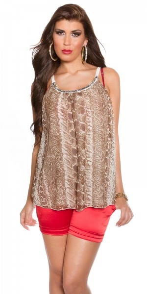 Koucla Sexy Schlangenlook-Top M. Goldkette & Fransen