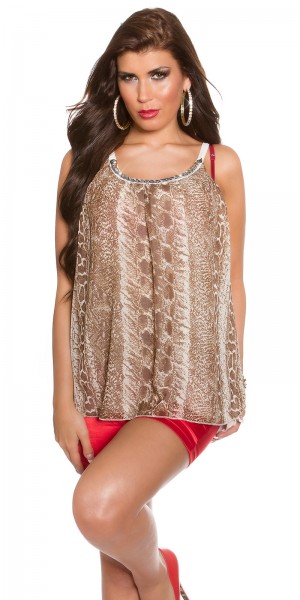 Koucla Sexy Schlangenlook-Top M. Goldkette & Fransen