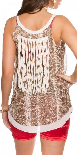 Koucla Sexy Schlangenlook-Top m. Goldkette & Fransen
