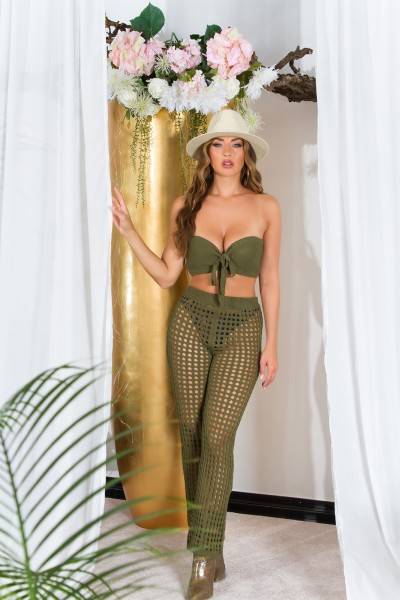 Koucla Sexy Set Im Häkel-Look Hose + Crop Top