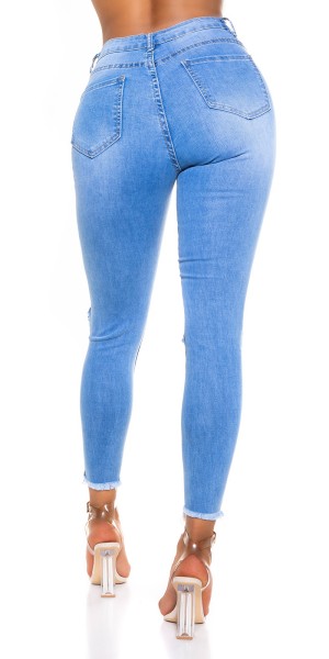 Koucla Sexy Skinny Gerippte Jeans Mit Cut-Outs