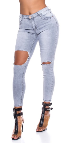 Koucla Sexy Skinny Jeans In Grau Mit Rissen