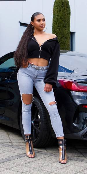 Koucla Sexy Skinny Jeans in Grau mit Rissen