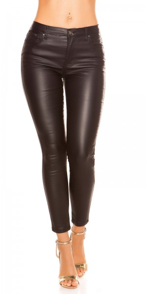 Koucla Sexy Skinny Lederlook Hose Mit Zip Hinten