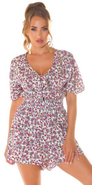 Koucla Sexy Sommer Blumen Overall Mit Gummibund