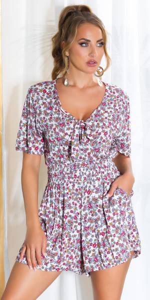 Koucla Sexy Sommer Blumen Overall Mit Gummibund