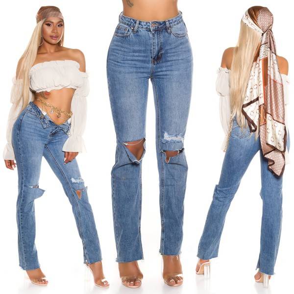 Koucla Sexy Straight Cut Highwaist Jeans Used Look