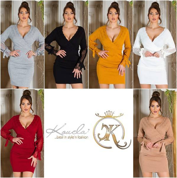 Koucla Sexy Strickkleid Mit Spitze