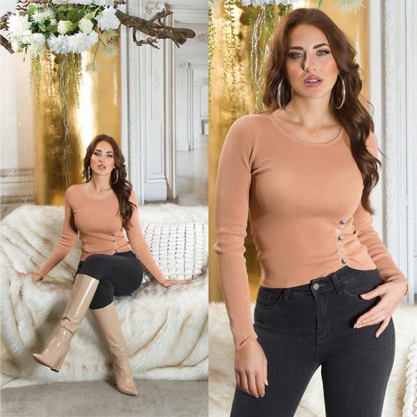 Koucla Sexy Strickpullover Mit Glitzernieten