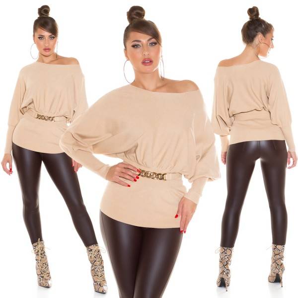 Koucla Sexy Taillierter Pullover Mit Deko Schnalle