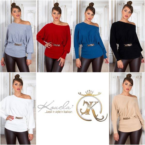 Koucla Sexy Taillierter Pullover Mit Deko Schnalle
