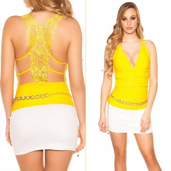 Koucla Sexy Top, Mega Ausschnitt Mit Stickerei