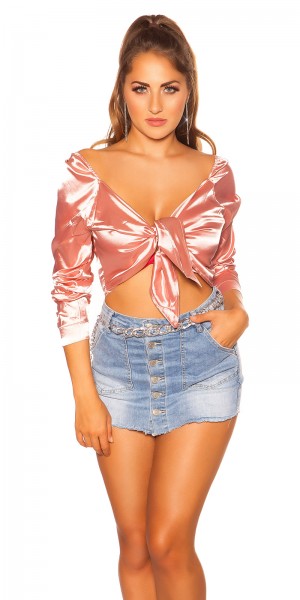 Koucla Sexy Träger Crop-Top Satin Look