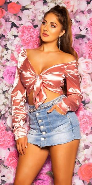 Koucla Sexy Träger Crop-Top Satin Look