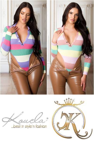 Koucla Sexy V-Ausschnitt High-Leg Body Mit Kragen